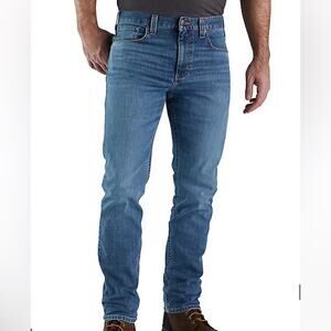Carhartt Mens Jeans SZ 42/30 Blue Slim‎ Straight Heavyweight Work Casual Wear